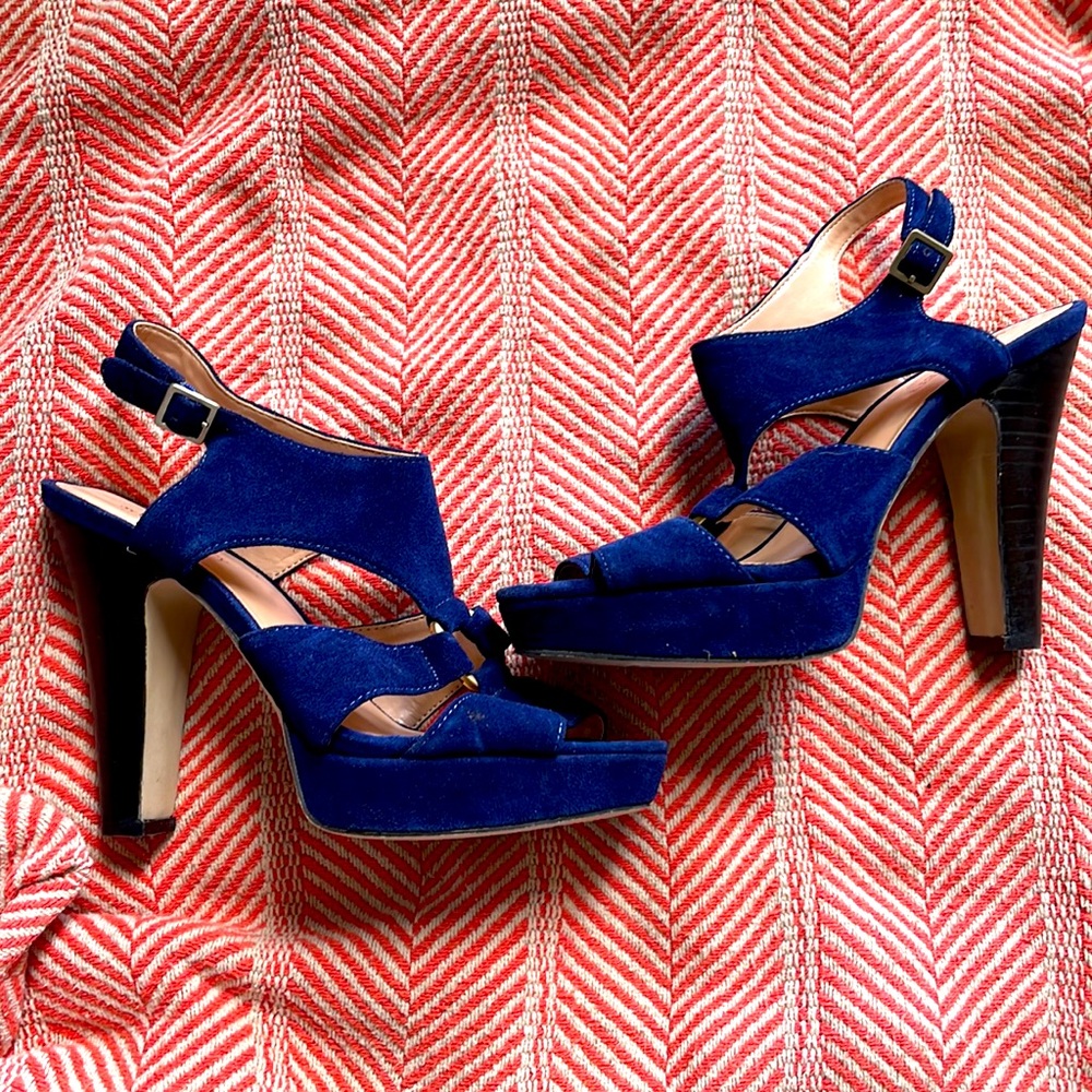 Brand new never worn blue suede heels